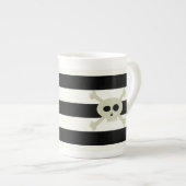 Skull und Crossbones Pirate Stripte Knochen China Porzellantasse (Vorderseite Rechts)