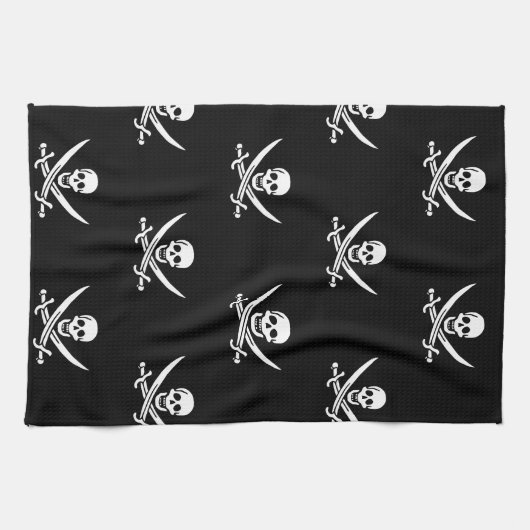 Skull und Crossbones Pirattuch Geschirrtuch (Horizontal)