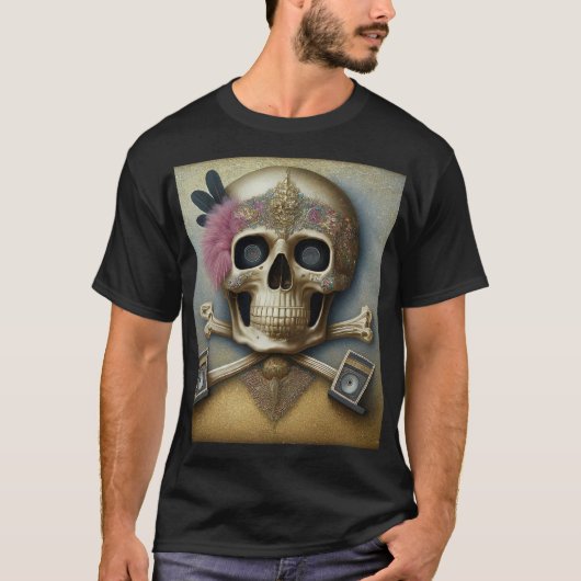 Skull und Crossbones Rock Tattoo T - Shirt Design (Vorderseite)