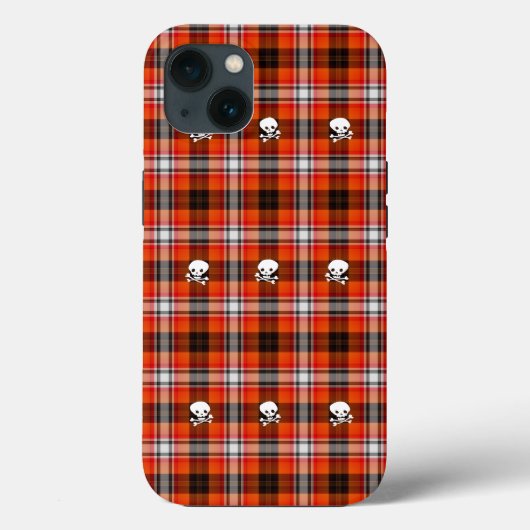 Skull und Crossbones Rot und Schwarz Kariert Case-Mate iPhone Hülle (Rückseite)