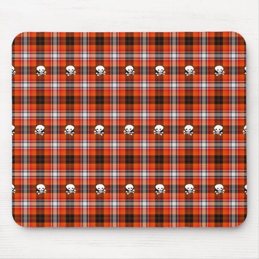 Skull und Crossbones Rot und Schwarz Kariert Mousepad (Vorne)
