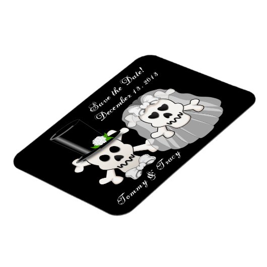 Skull und Crossbones Speichern Sie den Datums-Magn Magnet (Linke Seite)