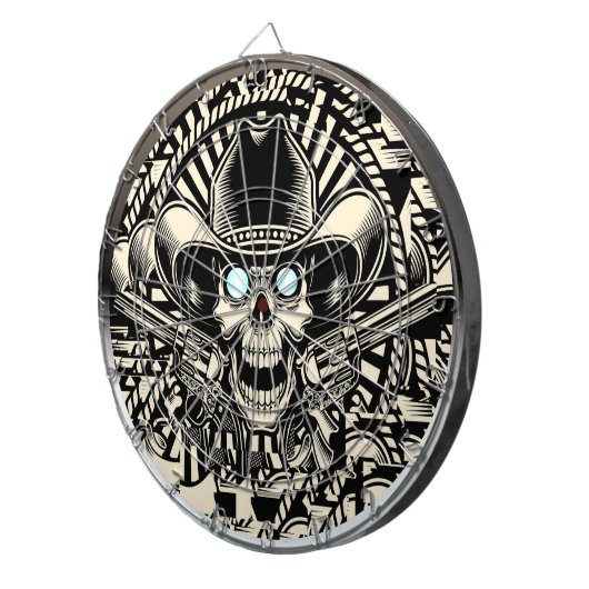 SKULL und GUNS Dartboard Dartscheibe (Vorderseite rechts)