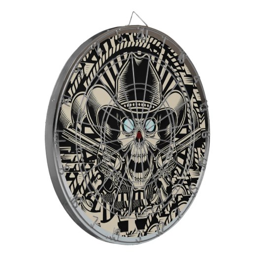 SKULL und GUNS Dartboard Dartscheibe (Vorderseite Links)