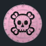 Skull und Knochen, gürtelrosa Dartboard-Design Dartscheibe<br><div class="desc">Skull und Knochen mädchenhaft rosa Dartboard Design. Niedliche Geschenkidee für Kinder. Die Farbe kann geändert werden.</div>