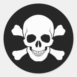 SKULL- UND KREUZBONENSTICKER RUNDER AUFKLEBER
