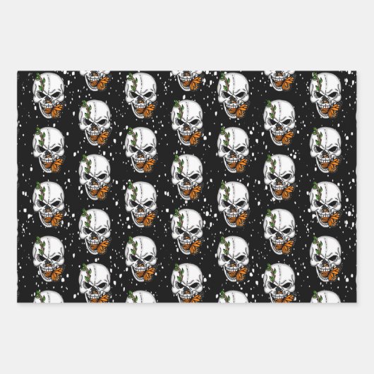 Skull und Monarch Butterfly der digitalen Kunst Geschenkpapier Set (Vorderseite 2)
