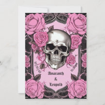 Skull und rosa Rosen Traditionelle gotische Hochze