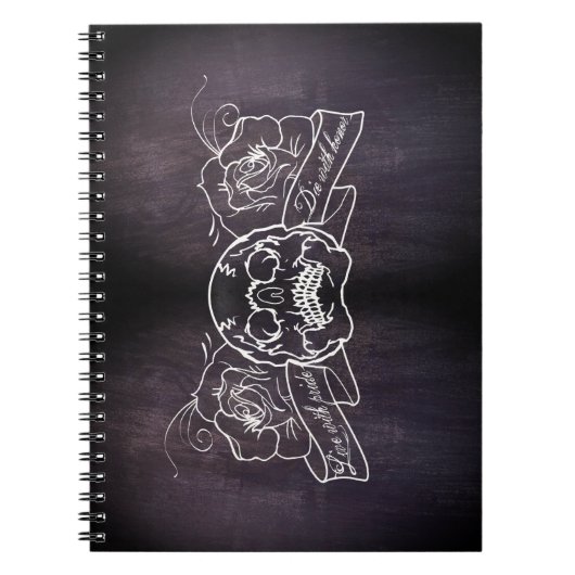 Skull und Rose Goth Punk Tattoo Style Notebook Notizblock (Vorderseite)