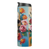 Skull und Rose Retro-Farbblock Thermosbecher (Nach rechts gedreht)