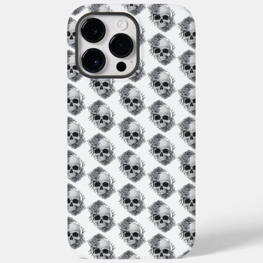 Skull und Rose Sketch Case-Mate iPhone Hülle (Rückseite)