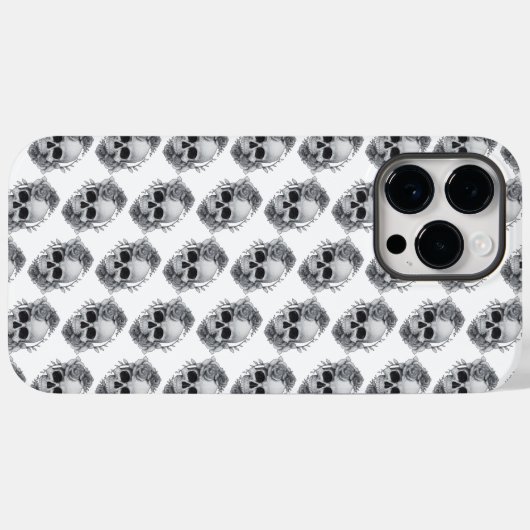 Skull und Rose Sketch Case-Mate iPhone Hülle (Rückseite (Horizontal))