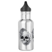 Skull und Rose Sketch Edelstahlflasche (Links)