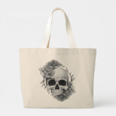 Skull und Rose Sketch Jumbo Stoffbeutel (Rückseite)