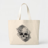 Skull und Rose Sketch Jumbo Stoffbeutel (Vorne)