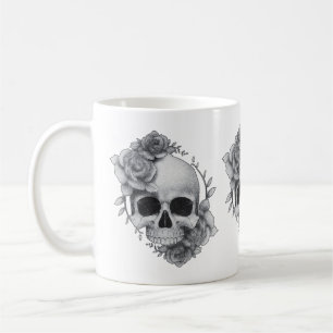 Skull und Rose Sketch Kaffeetasse