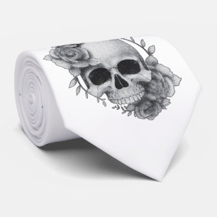Skull und Rose Sketch Krawatte
