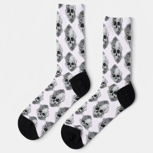 Skull und Rose Sketch Socken (Linkes Detail)