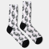 Skull und Rose Sketch Socken (Rechts)