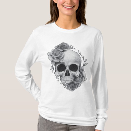 Skull und Rose Sketch T-Shirt (Vorderseite)