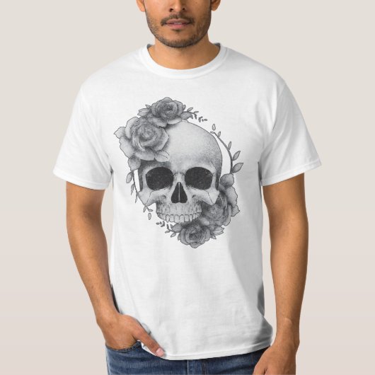 Skull und Rose Sketch T-Shirt (Vorderseite)