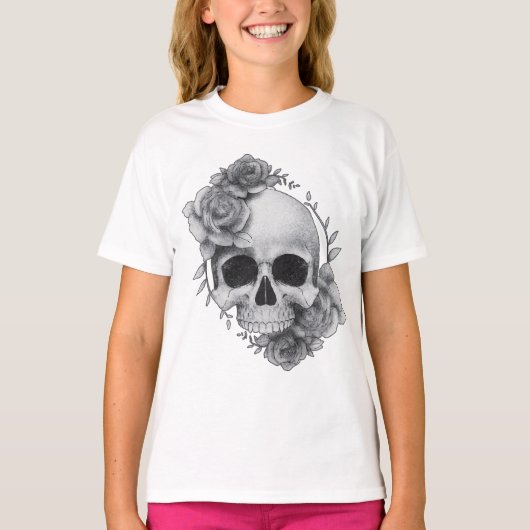 Skull und Rose Sketch T-Shirt (Vorderseite)