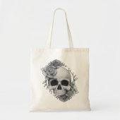 Skull und Rose Sketch Tragetasche (Vorne)