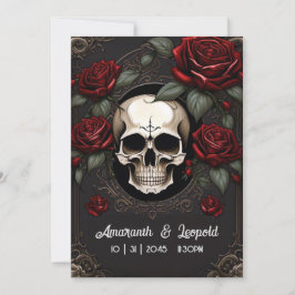 Skull und Rose Traditionelle gotische Hochzeit Einladung
