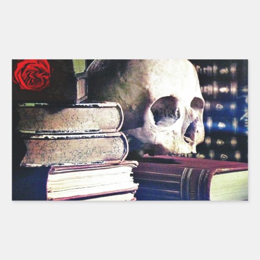 Skull und Zauberbuch über Geschenke, Kleidung und Rechteckiger Aufkleber (Vorderseite)