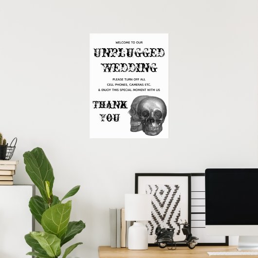 Skull Unplugged Wedding Sign Poster (Heimbüro)
