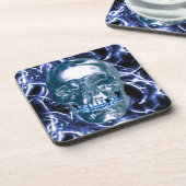 Skull-Untersetzer von Electric Blue Chrome Untersetzer (Linke Seite)
