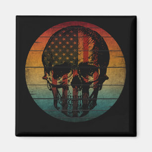 SKULL VINTAG AMERICAN FLAG GIFT MAGNET