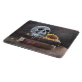Skull Vintag Books Yellow Sunflower Gothic Schneidebrett (Ecke)