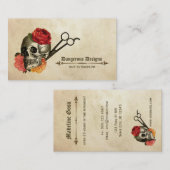 Skull Vintage Blumenhaare Visitenkarte (Vorne/Hinten)