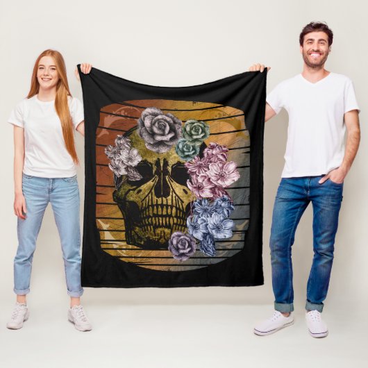 SKULL-VINTAGE BLÜTTE FLEECEDECKE (Beispiel)