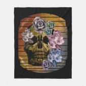 SKULL-VINTAGE BLÜTTE FLEECEDECKE (Vorderseite)