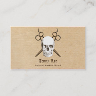 skull vintage hairstylist friseur modern visitenkarte