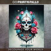 Skull von Santa Muerte in Blume - Lady Death Seidenpapier