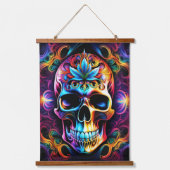 Skull Wall Tapestry Wandteppich Mit Holzrahmen (Vorderseite)