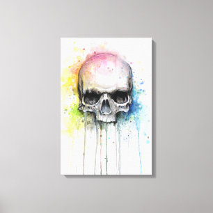 Skull Wasserfarbe Malerei farbenfrohe Canvas Print Leinwanddruck