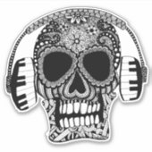 Skull Wear Headphones DJ Music Aufkleber (Vorderseite)