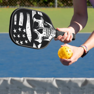 Skull Wear USA Hat Black & White Pickleball Schläger