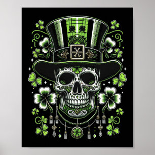 Skull Wearing Hat St Patricks Irish Men Women St. Poster