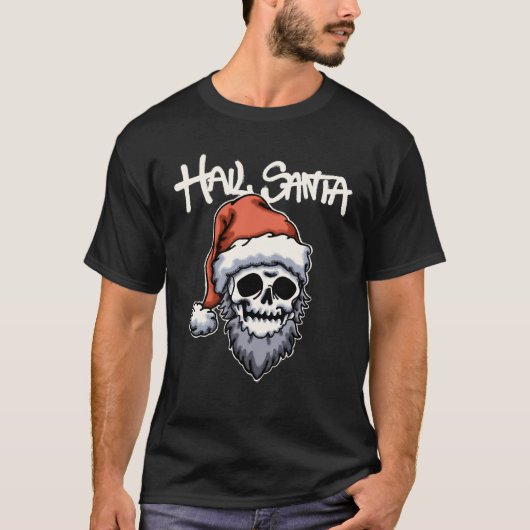 Skull Wearing Santa Hat streetwear  T-Shirt (Vorderseite)