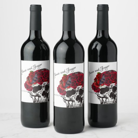 Skull Wedding Wine Label Weinetikett (Flaschen)