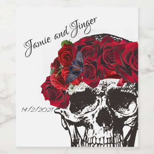 Skull Wedding Wine Label Weinetikett (Einzelnes Label)