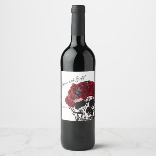 Skull Wedding Wine Label Weinetikett (Vorderseite)