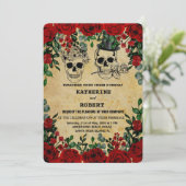 Skull Wedween Halloween Sugar Gothic Floral Invi Einladung (Stehend Vorderseite)