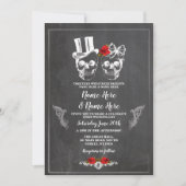 Skull Wedween Rose Gothic Floral Einladung (Vorderseite)