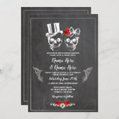 Skull Wedween Rose Gothic Floral Einladung (Vorne/Hinten)
